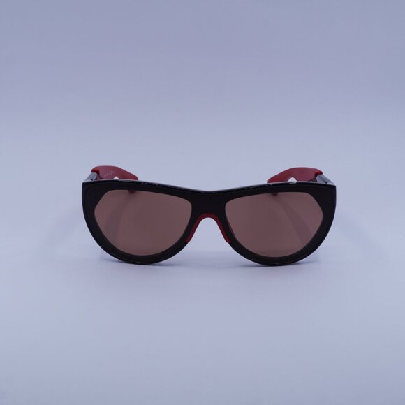 Bottega Veneta BV1234S 004 Sunglasses Shiny Black/Red Shield Frame, Red Lenses - Picture 2 of 10